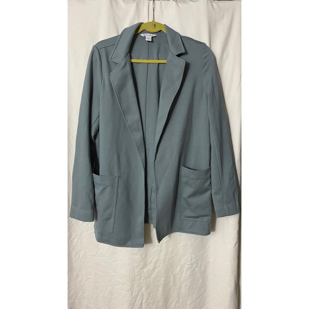 Athleta Eastbound Blazer Blue Stretch Open Front Jacket 12